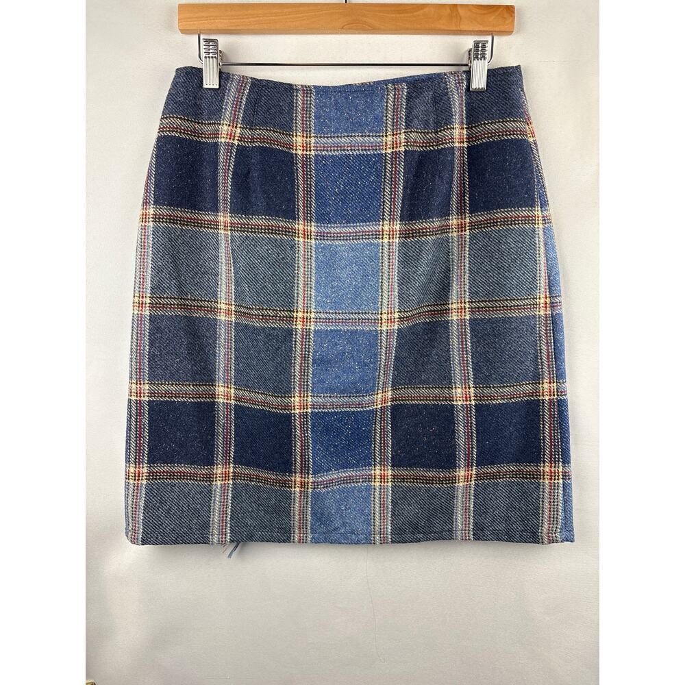 Women’s Liz Claiborne Size 8 Blue Plaid Skirt - Picture 3 of 4